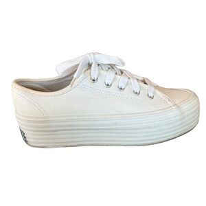 Sideout Daniela White Leather Lace Up Platform Sneakers Women's Size 6